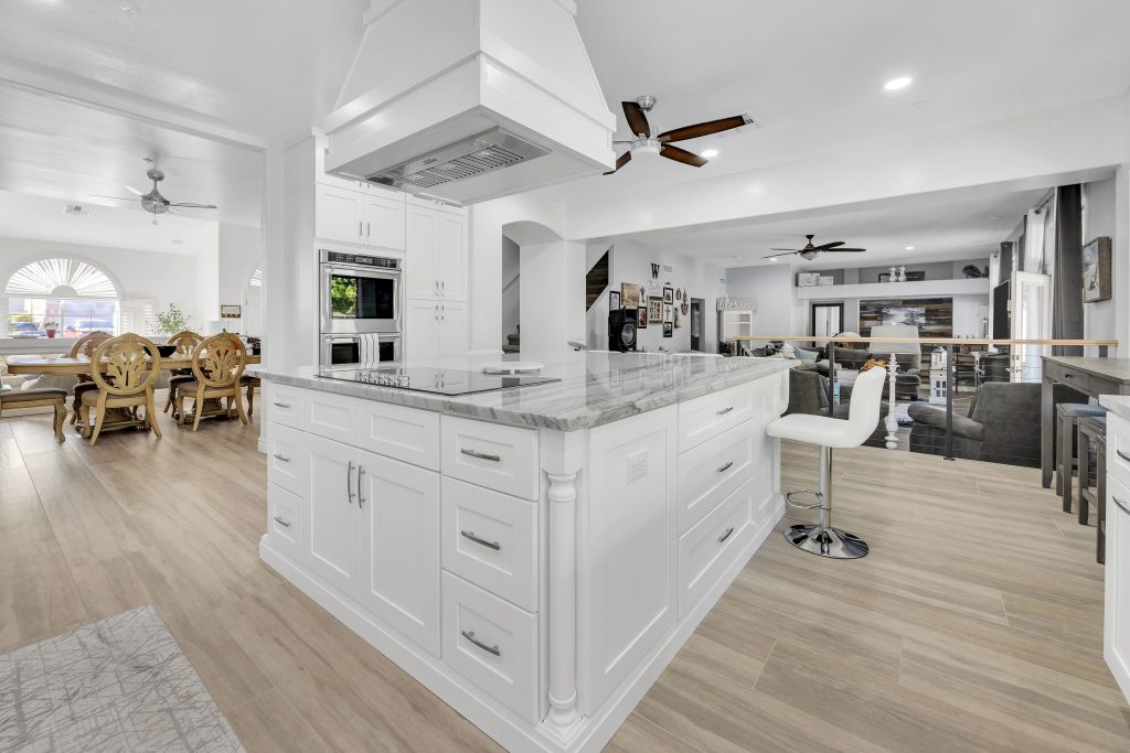 Contemporary kitchen with quartz countertops